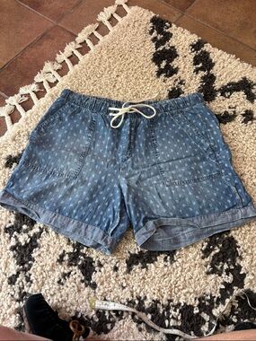 Cloth and stone Women's Blue Drawstring Denim Shorts